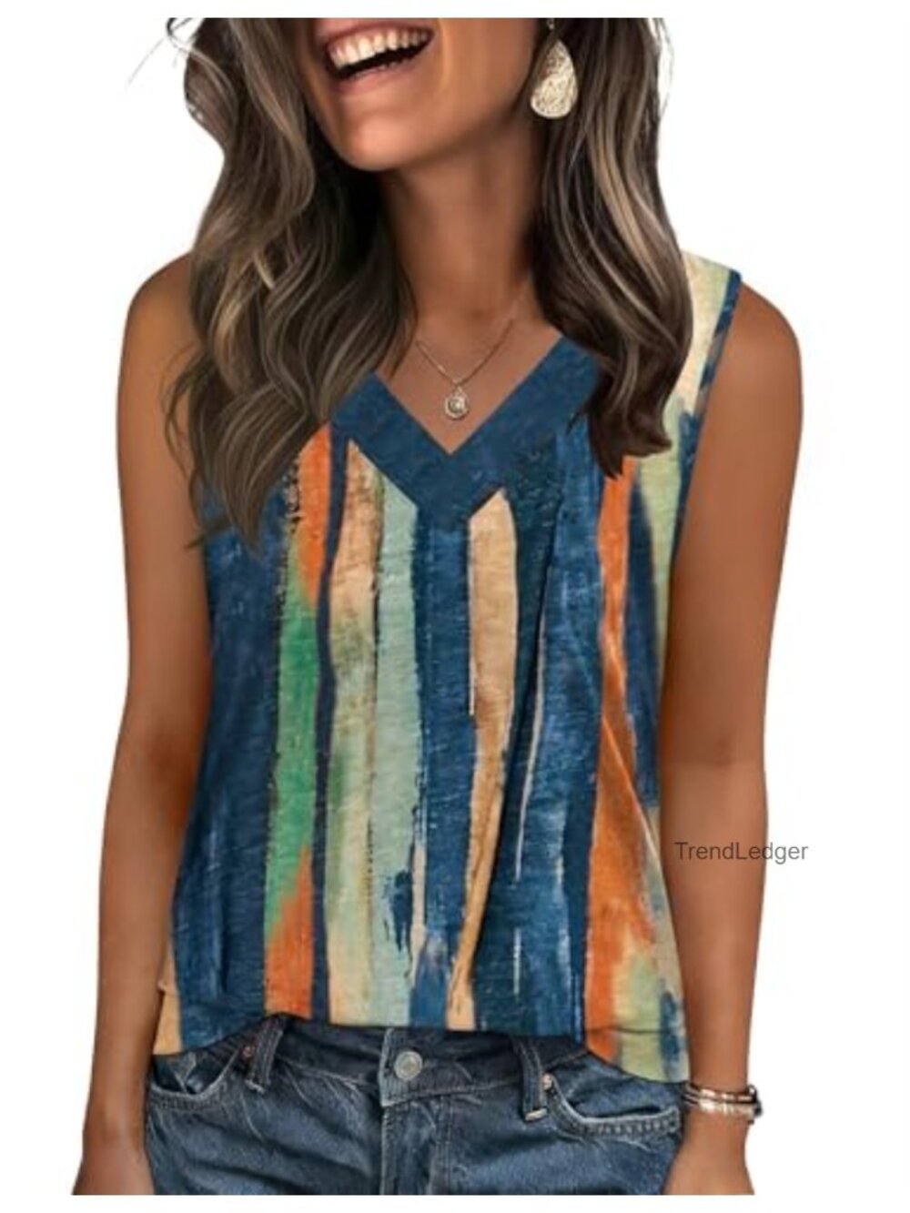Women's Tank Top V Neck Sleeveless Loose Fit Summer Top